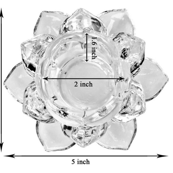 Stunning set of two glass lotus tealight candle holders - Picture 6 of 6